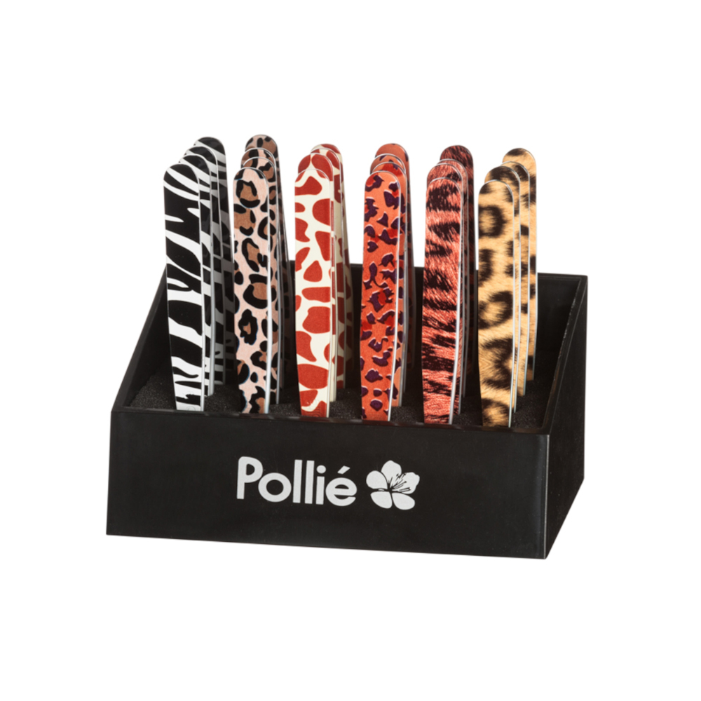 EXPOSITOR 24 PINZAS DE DEPILAR ESTAMPADO LEOPARDO BIAIS